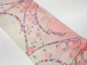 リサイクル　源氏車に鬘帯・花模様織出し袋帯